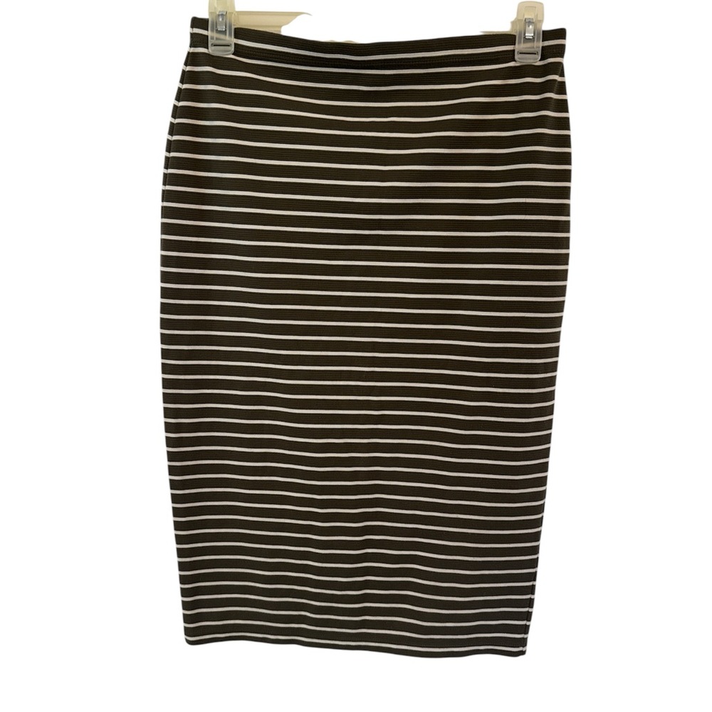 Max Studio Green and White Striped Pencil Skirt